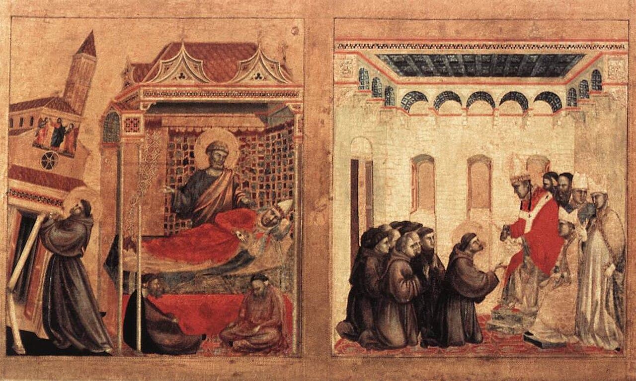 Detalhe de pintura de Giotto que retrata São Francisco recebendo os estigmas