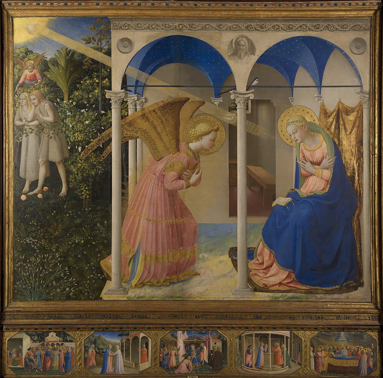 A Anunciação, de Fra Angelico, com o anjo Gabriel e a Virgem Maria